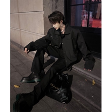 1506-1/QS33690/P64男模穿搭短款垫肩高级感痞帅夹克男生酷帅套装，男装夹克，星座1506