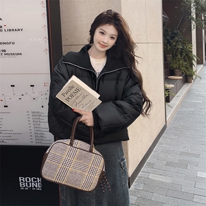 现货主推！！黑色针织拼接PU皮羽绒服2C205-8877-P265-K388图片