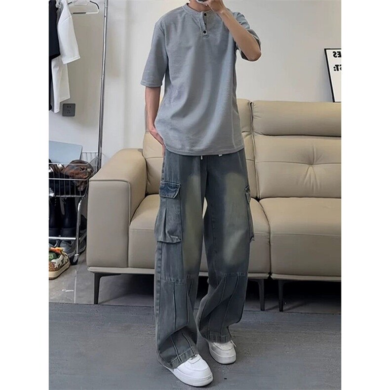 XZ809A/HFDX01/特P14华夫格亨利领短袖T恤,男装T恤,星座809A(原222-1)