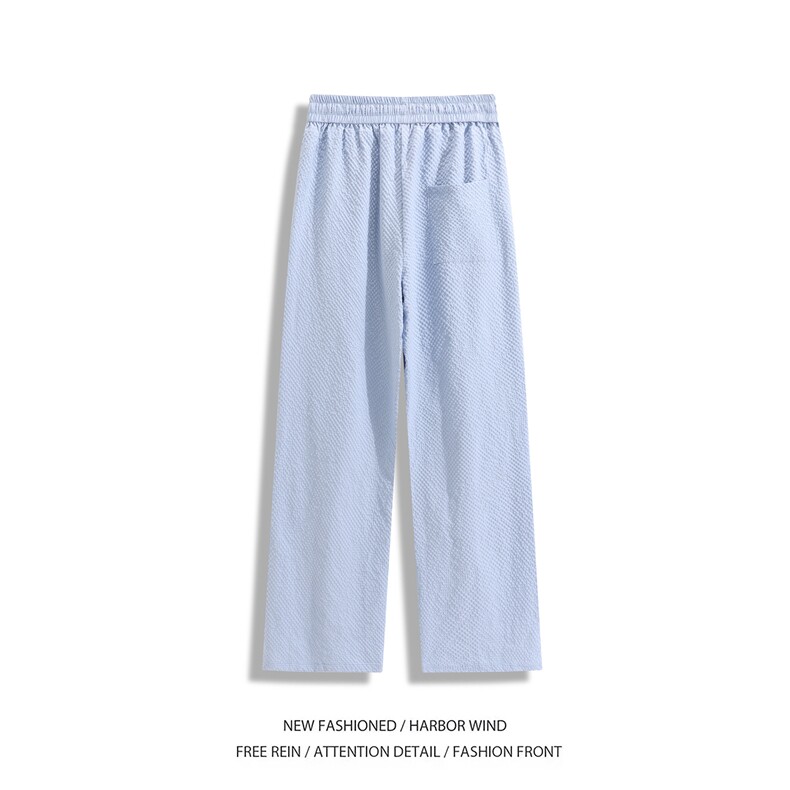 抖音品质夏季新款多巴胺褶皱宽松冰丝裤B315-K25596-特p30控58,男装休闲裤,电商B315