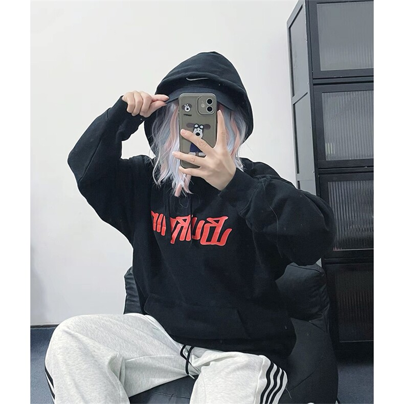 抖音得物高品质印花连帽卫衣秋冬装美式宽松连帽纯色卫衣ADL112,男装卫衣,电商A443