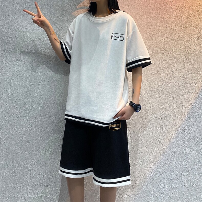 短袖t恤套装2023新款夏季休闲帅气搭配潮流衣服A161-2-TZ01-P45,男装休闲套装,电商A161-2