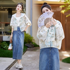 夏季休闲新中式国风刺绣短款外套时尚宽松薄款防晒衣长袖开衫上衣，女装防晒衣，关键词