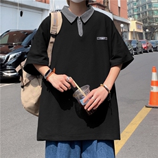 日系衬衫男短袖polo衫潮牌潮流T恤半袖美式复古夏T5562，男装Polo衫，星座1116A-1（原606A）