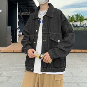 复古阔版牛仔外套女2024春秋季宽松简约休闲气质流行上衣 JX302图片