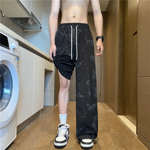 抖音品质夏季新款蝴蝶印花宽松冰丝休闲裤B315-K25553-特p30控58图片