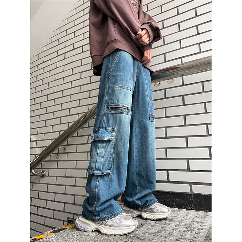水洗做旧多口袋工装牛仔裤男美式复古潮牌直筒休闲裤K7507-P58,男装牛仔裤,星座512-3