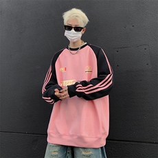 抖音得物供货提供视频秋冬重磅美式宽松织带圆领卫衣0712，男装卫衣，电商A486