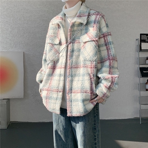 粗花呢格纹棉服复古大码夹棉加厚小香风毛圈格子呢外套LF101特P95图片