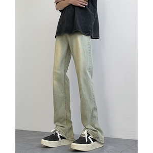 现货！加大码弹力排扣牛仔裤泥黄纯色长裤 310A-2 BK330 P60 控78图片