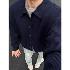 网图有货美式复古翻领针织开衫外套男慵懒风线衣外套A1002-P62，男装针织衫/毛衣，星座1505