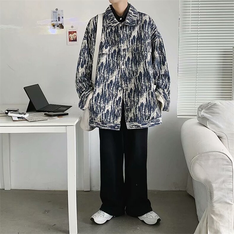 炸街轧染牛仔外套男春秋潮牌ins夹克秋季潮流痞帅高级感~WT2136,男装夹克,星座601-2