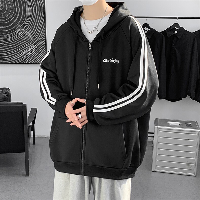 新款港风连帽开衫宽松卫衣男装秋季潮流百搭外套单衣WY01P58控78,男装卫衣,电商A086