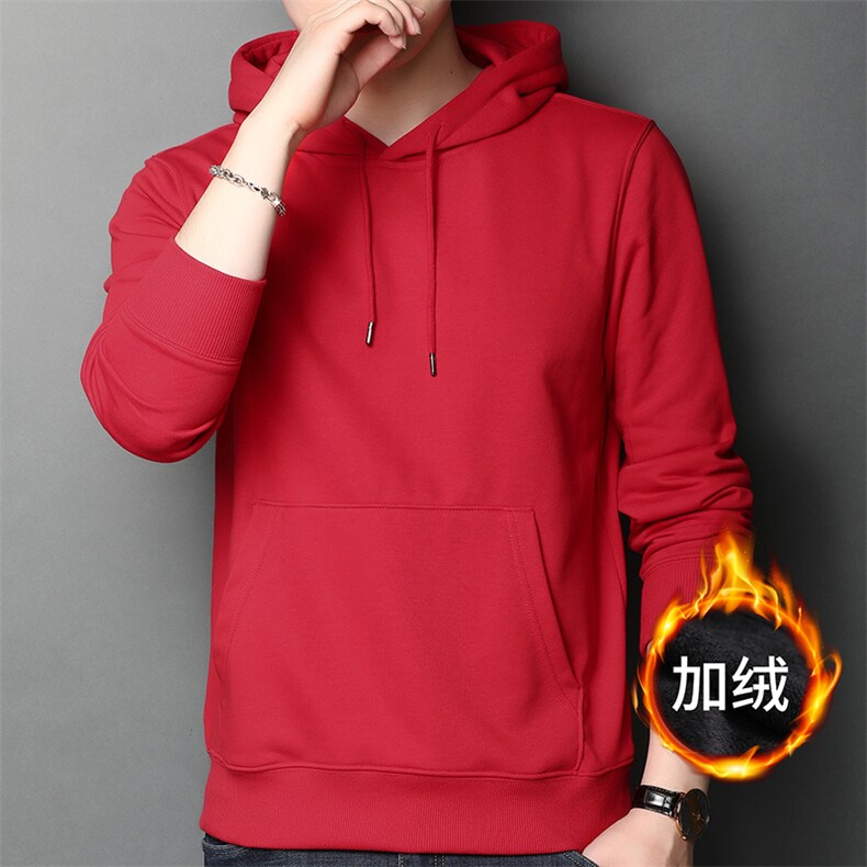 F6067H钱塘2020-1加绒加厚长袖纯色T恤男士休闲百搭连帽卫衣P71,男装T恤,钱塘207-1