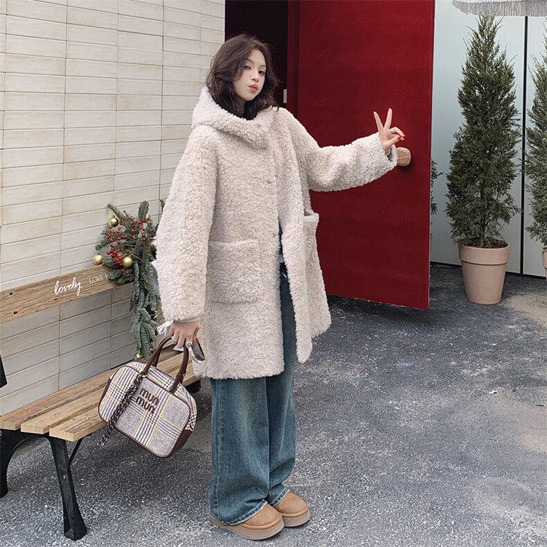 冬装新品连帽羊羔毛外套浙宝208-8058-P185K278，女装羊羔毛/颗粒绒，浙宝208