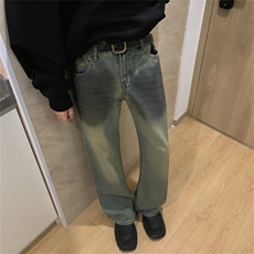 XZ221-1/K6300/P55控782025春新款高品质复古撞色废土做旧牛仔裤，男装牛仔裤，星座221-1