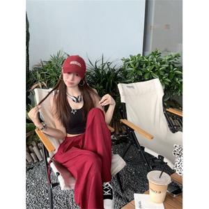 X364-P55 2025春夏新款宽松休闲裤直筒拖地阔腿裤复古垂感长裤子图片