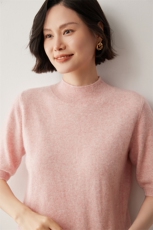 气质亮片圆领短袖山羊绒衫半身裙纯色毛衣女2025秋冬羊毛两件套装，女装T恤，蒂暖羊绒