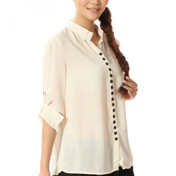 优雅气质女装雪纺衫简约百搭长袖衬衫显瘦修身设计，女装蕾丝衫/雪纺衫，秋牧寒烟