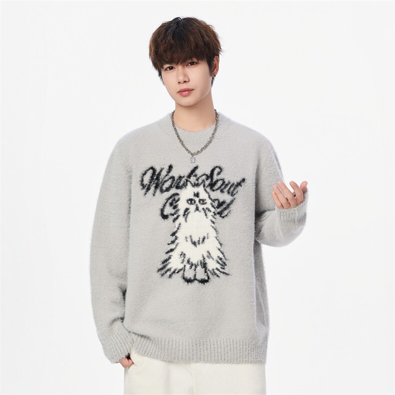 25760-特P50秋季时尚圆领毛衣外套男士针织衫卡通内搭打底衫，男装T恤，电商D310B