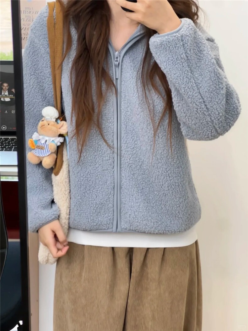 羊羔毛连帽外套130-GS06-P65成分100聚酯纤维,女装短外套,星座1302