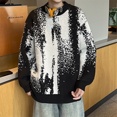 针织衫男女韩版潮流拼接渐变色高街帅气2024冬季ins毛衣MZ560-P48，男装针织衫/毛衣，星座412-2