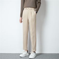 秋冬季商务休闲西裤男士垂坠感直筒九分轻奢西装长裤子K6784-P50，男装西服套装，星座412-3