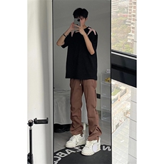B221美式ins高街小众排扣直筒休闲西裤LK23008-P60控78，男装休闲裤，电商B221