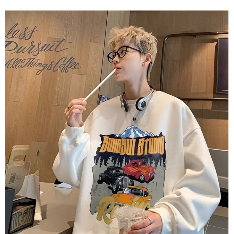 E27P38潮牌男连帽卫衣宽松2024秋冬新款翅膀时髦炸街外图片