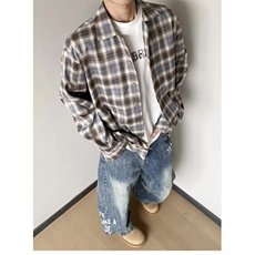 TC472-P45美式新款宽松休闲长袖百搭格子衬衫，女装衬衫，星座617A-2