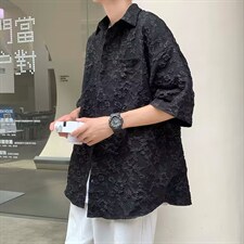 衬衣男夏天新款纯港风休闲衬衫盐系男友风宽松短袖C72P36，男装衬衫，星座1116-2
