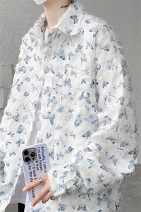 CS10051-特批40无差价 控78 新款长袖重工艺流苏蝴蝶情侣花衬衫男图片