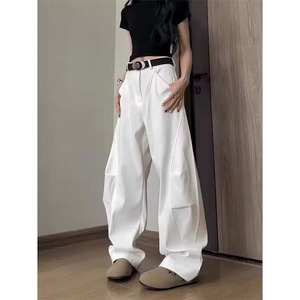 美式弯刀工装裤男春秋cleanfit拖地宽松休闲阔腿牛仔裤LQ455-P55图片