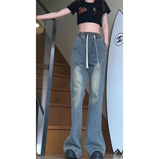 四季款高街牛仔裤美式宽松百搭直筒裤痞帅微喇裤24XK66777-特批45，男装牛仔裤，电商A042