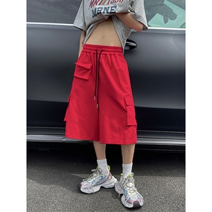 复古潮流时尚简约工装七分裤高街休闲百搭宽松短裤K778TP40控68图片
