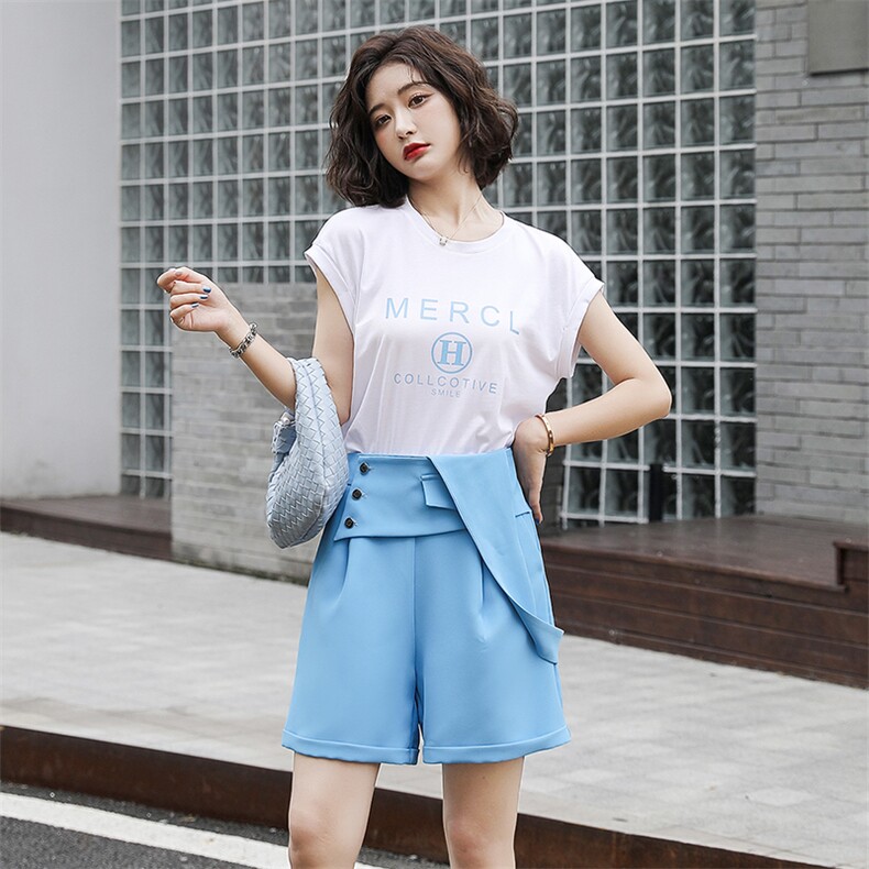 2021夏季新款时尚潮流街头休闲套装显瘦百搭气质女神范儿两件套,女装套装/套裙,韩蜜菓