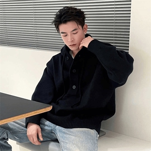 抖音得物保暖立领拉链针织外套秋冬宽松慵懒风纯色毛衣上衣AM047