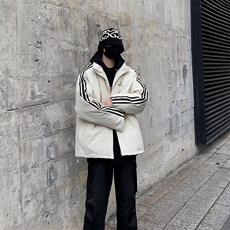 棉服男韩版潮流高街帅条纹加厚保暖2024冬季ins棉衣外套MF113-P82，男装棉衣，星座412-3