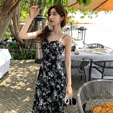 法式度假风针织披肩吊带连衣裙两件套2C317A-8817-P155-K208，女装套装/套裙，2C317A
