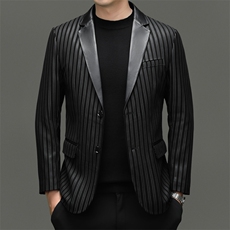 BG8113春秋款海宁真皮皮衣男绵羊皮印花西服商务休闲男装外套，男装西服，电商B360A（原721A）