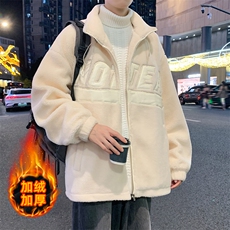 冬季新款港风PU皮贴布绣加绒加厚棉衣外套6615-P100，男装棉衣，星座914-3