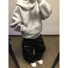 抖音得物高品质25秋冬美式高街宽松结构防风高领连帽卫衣外套W60，男装卫衣，电商A486