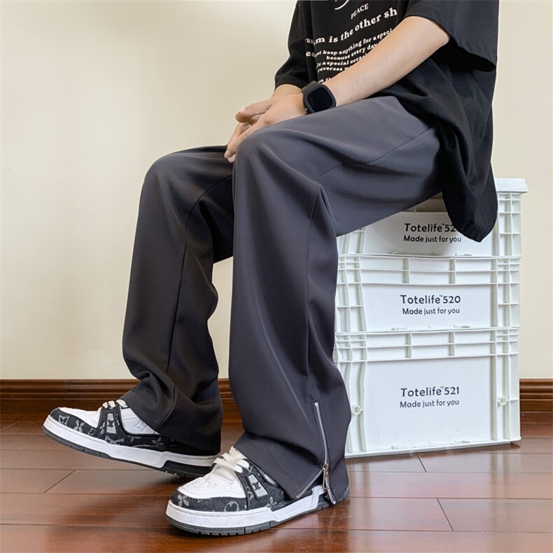 高街ins潮牌阔腿西裤夏季宽松直筒休闲裤薄款冰丝裤男K6709-P35,男装休闲裤,星座512-4