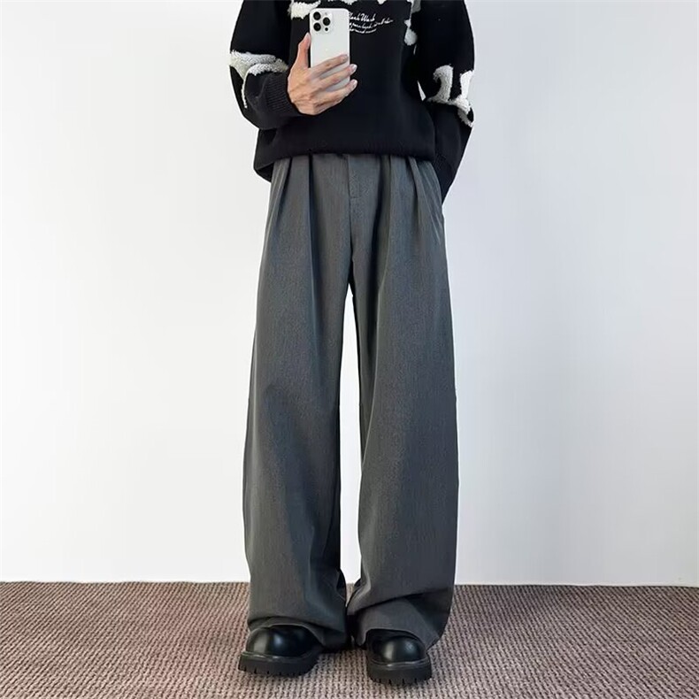 休闲西裤男士韩版潮流直筒垂感帅气百搭2025秋冬ins长裤K6746-P49，男装西裤，星座412-3