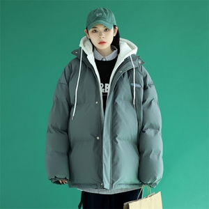 中性风 冬季新款情侣假两件连帽棉衣外套潮 A125-Y280-P130 女类图片