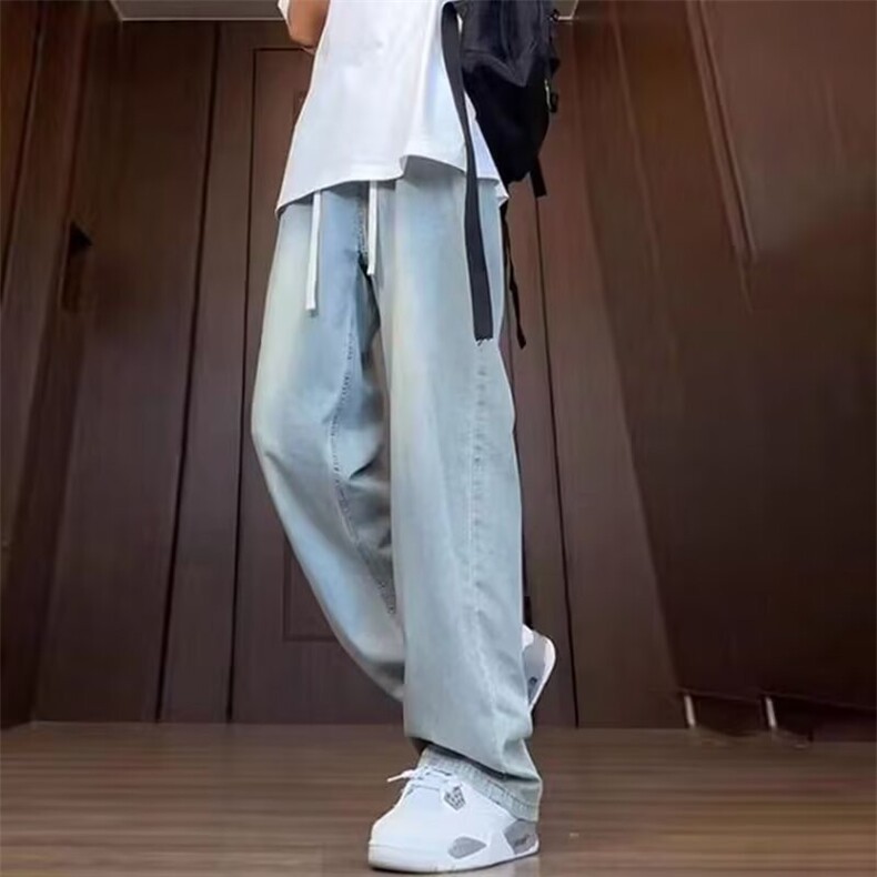 男宽松直筒裤子潮牌美式加绒直筒牛仔裤N630-P49,男装牛仔裤,星座208-5