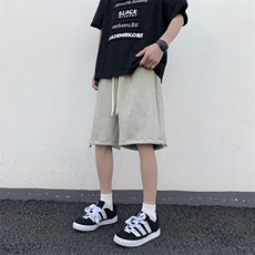 港风麂皮绒休闲裤美式高街五分裤宽松大码直通短裤DK011P32，男装牛仔裤，星座1204-3