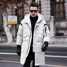 2020冬季新款男士时尚中长款90绒连帽羽绒服商务休闲简约大气保暖，男装羽绒服，电商D230