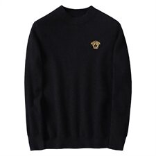 2540冬季新款加厚澳洲山羊绒保暖休闲美杜莎刺绣毛衣(M-4XL，男装针织衫/毛衣，钱塘2010-1