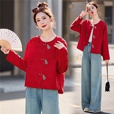 现货2026年春款短款外套欧货bao款新中式提花面料重工定珠葫芦，女装短外套，众宇琦